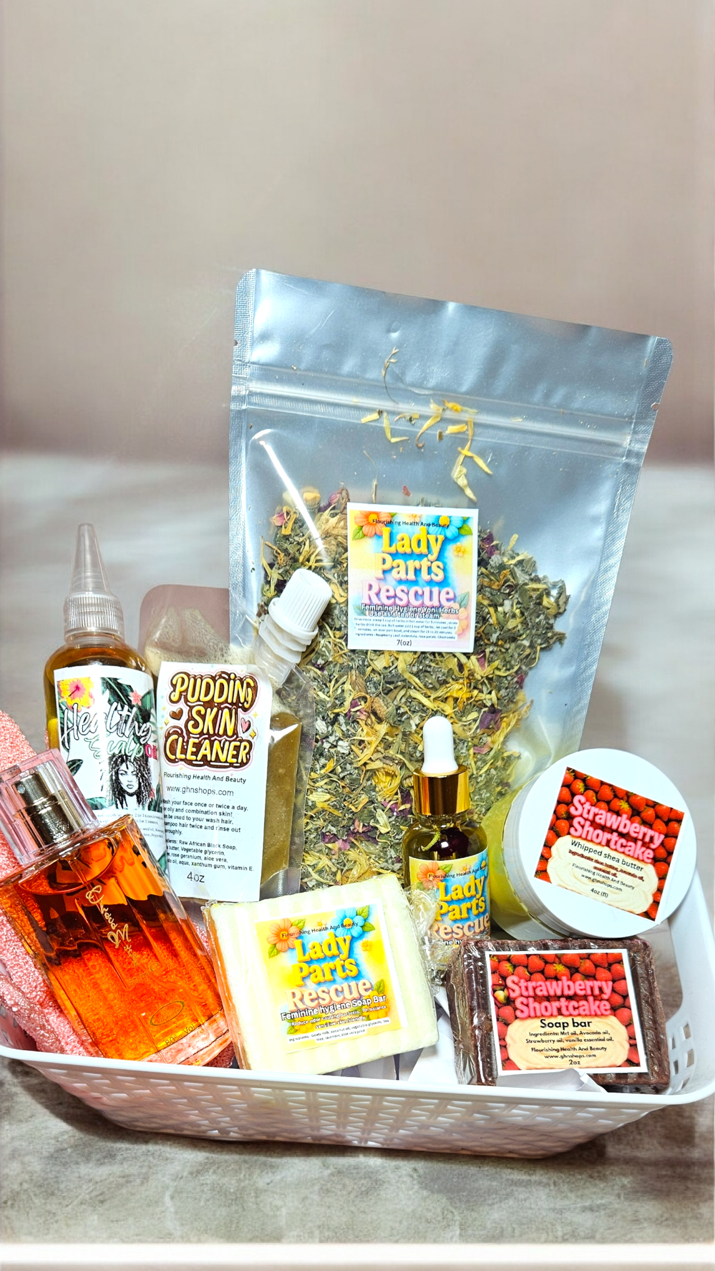 Organic skin care baskets