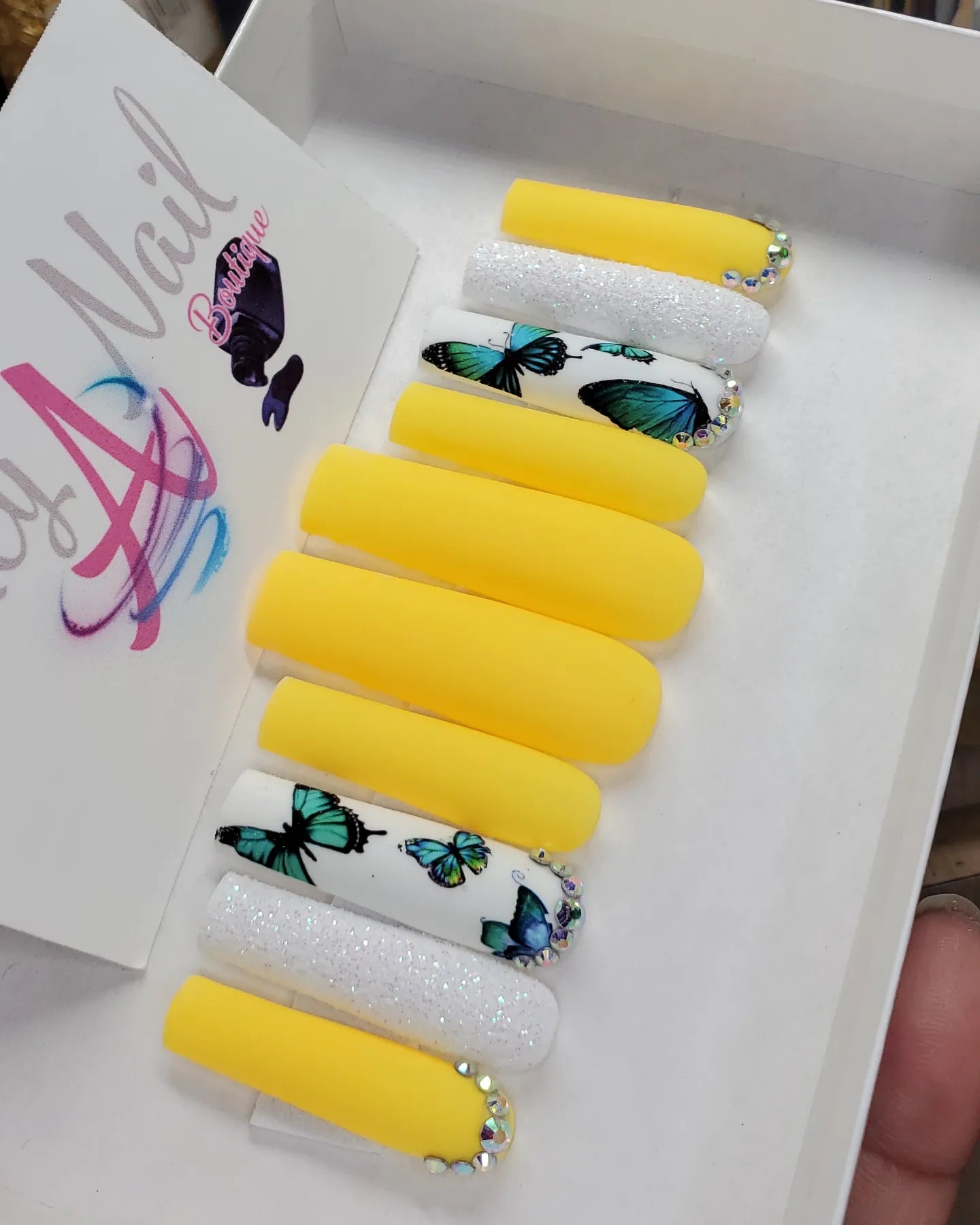 Xxl tapared square yellow nails