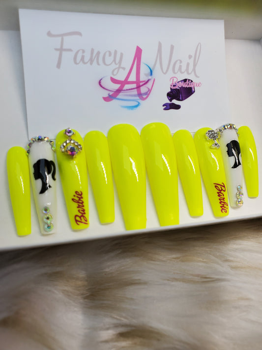 Barbie neon green nails